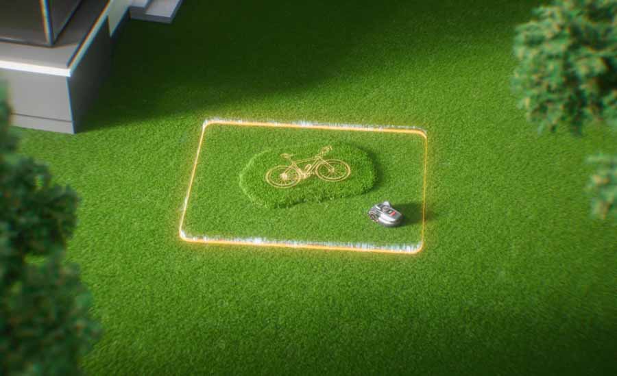 Gras-Design in Form eines Fahrrads