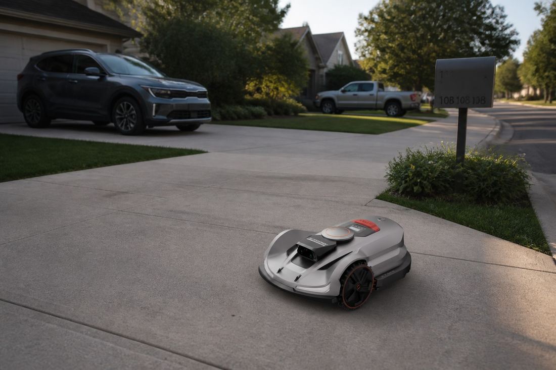 sunseeker elite x7 plus gen2 lawn mower driveway