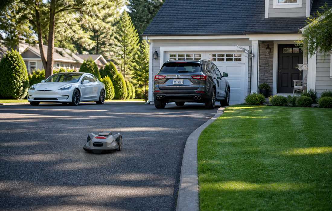 sunseeker x7 plus lawn mower driveway