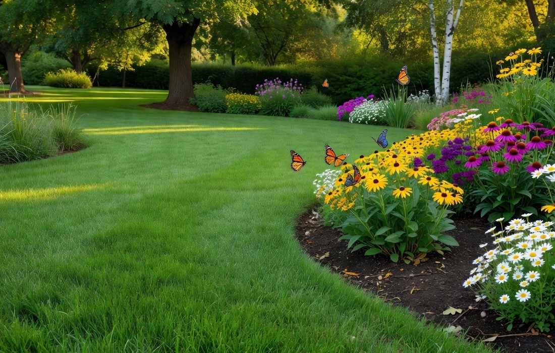 pelouse refaite jardin fleuri