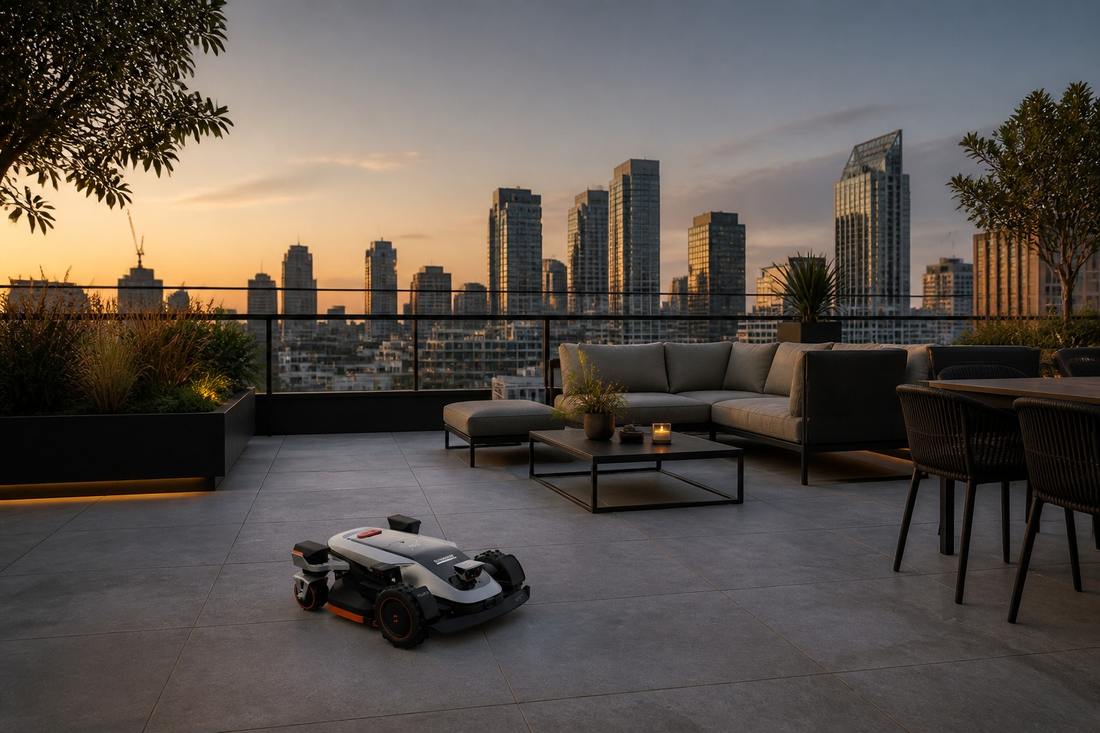 sunseeker elite x9 robot mower modern rooftop