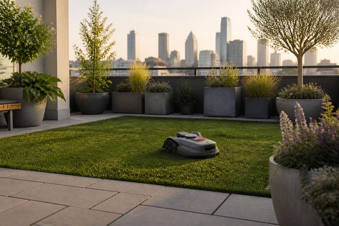 sunseeker elite x7 robot lawn mower rooftop garden