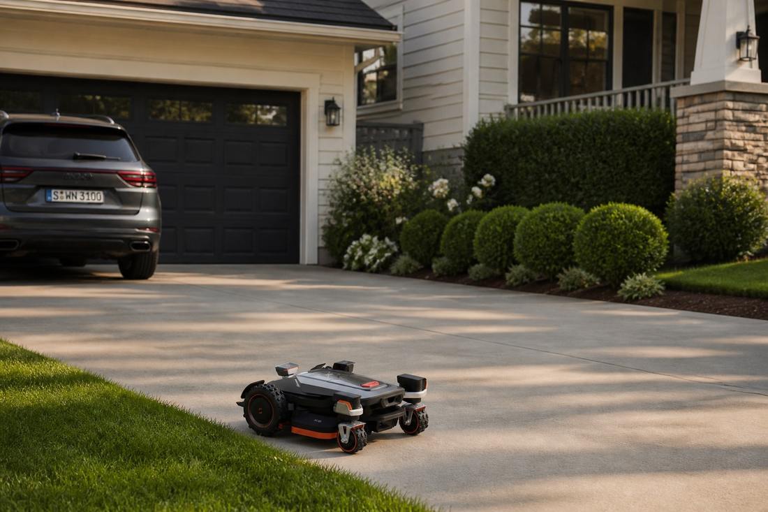 sunseeker elite x9 lawn mower suburban driveway