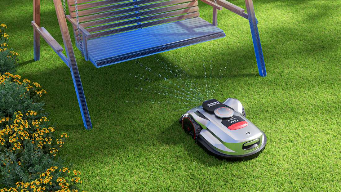 Robotic Lawn Mower On Grass