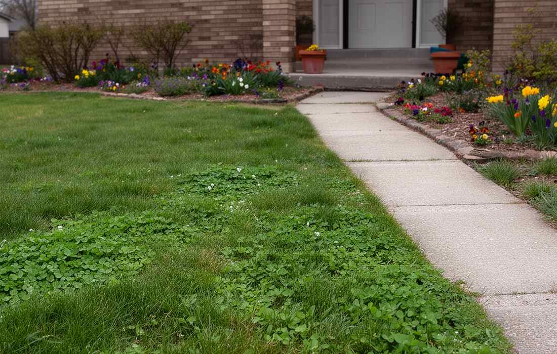 a lush frontdoor lawn