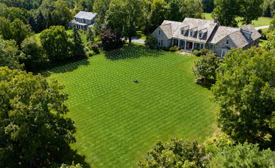 Ruim gazon met een mooi huis