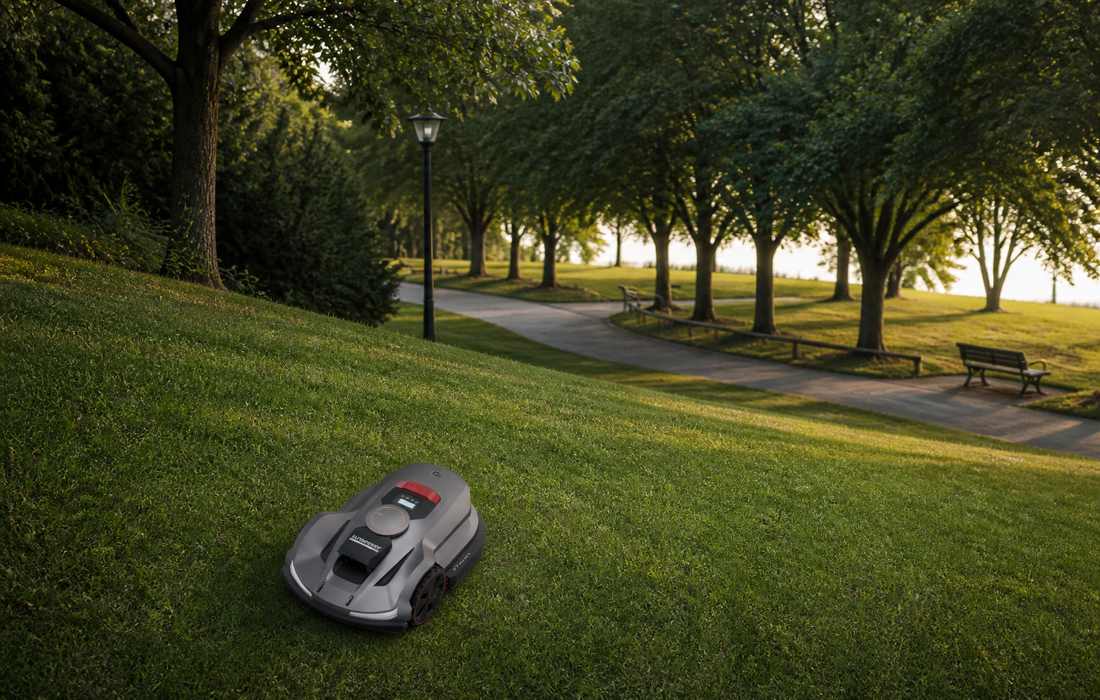 x7 plus gen 2 mower grassy slope