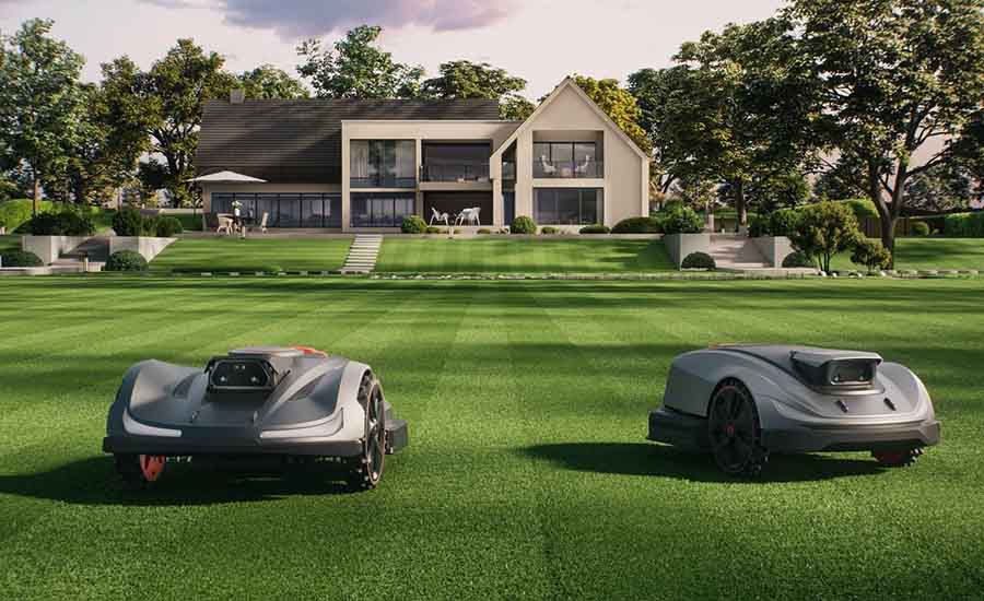 Robotic Lawn Mower In Garden