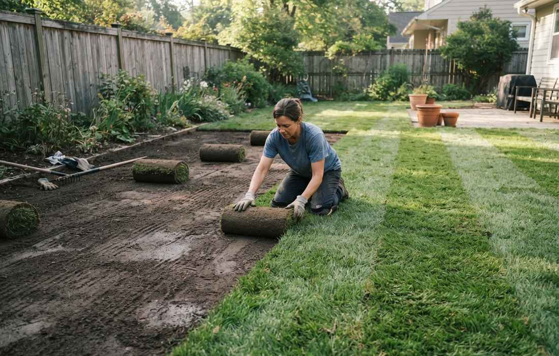 newly laid lawn ready to grow