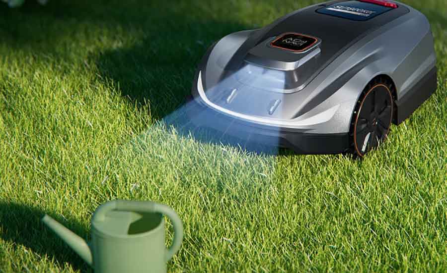 Robotic Lawn Mower On Grass